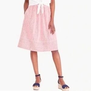 J Crew Red & White Striped Skirt